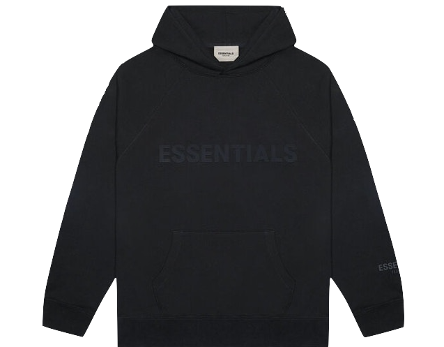 FEAR OF GOD 'ESSENTIALS' 3D SILICON APPLIQUE PULLOVER HOODIE DARK SLATE/STRETCH LIMO/BLACK