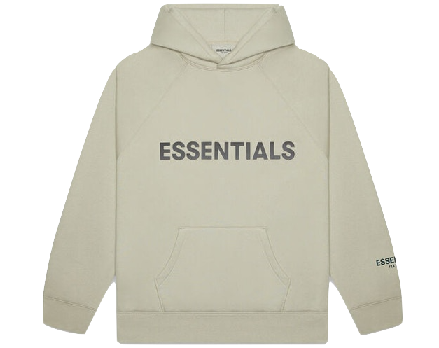 FEAR OF GOD 'ESSENTIALS' 3D SILICON APPLIQUE PULLOVER HOODIE MOSS